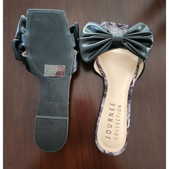 **NEW** Journee Collection Women's Kealla Bow Slip On Sandal/Slide Black-Size 7 - Picture 3 of 7